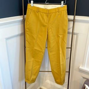 Mustard yellow wool capri pant trouser